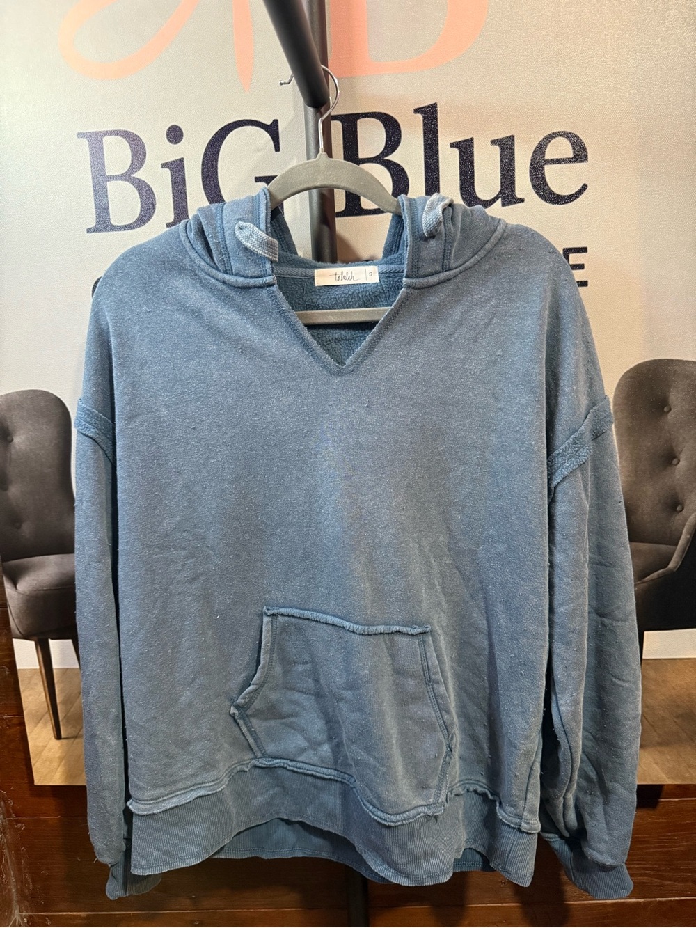 TALULAH Washed Blue Hooded Sweatshirt